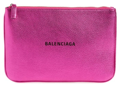 Pre-owned Balenciaga  Everyday Leather Pouch Metallic Pink