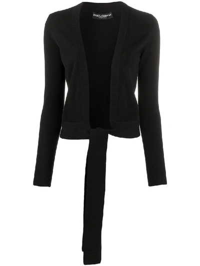 Shop Dolce & Gabbana Tied-waist Open Cardigan In Black