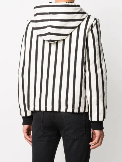 Shop Saint Laurent Vertical Stripe Zipped Jacket In White