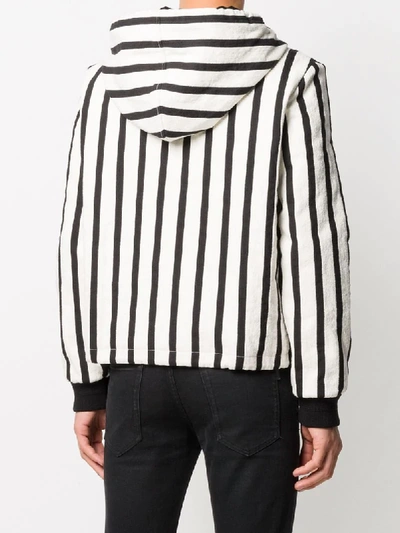 Saint Laurent Vertical Stripe Zipped Jacket In White