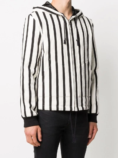 Saint Laurent Vertical Stripe Zipped Jacket In White