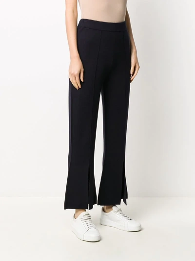 Shop Allude Crop Flared Trousers In Blue