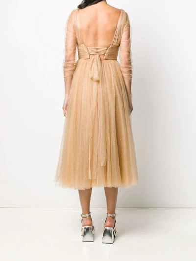 Shop Maria Lucia Hohan Embellished Flared Midi Dress In Neutrals