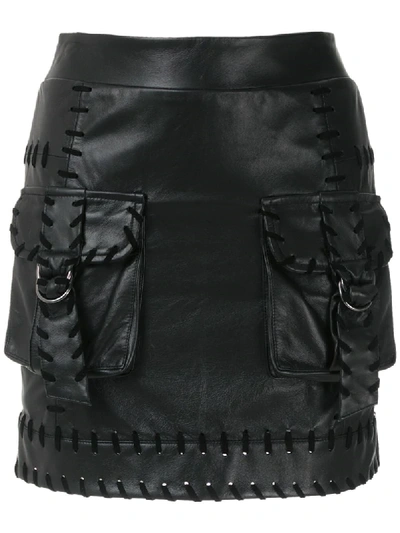 Shop Andrea Bogosian Rubi Leather Mini Skirt In Black