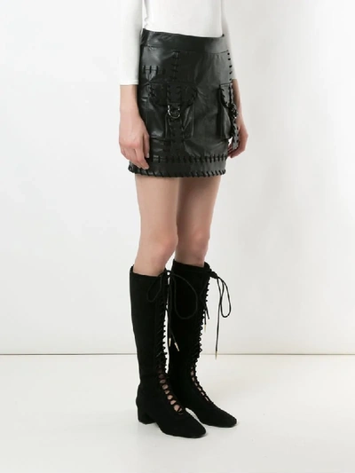 Shop Andrea Bogosian Rubi Leather Mini Skirt In Black