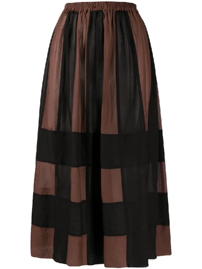 Shop Alysi Check Patterned Elasticated Waist Skirt In Brown