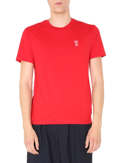 Shop Ami Alexandre Mattiussi Round Neck T-shirt In Red