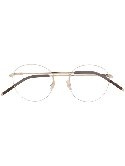 Shop Fendi Round-frame Wire Glasses In Gold