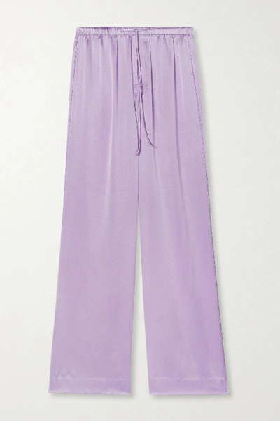 Shop Vince Silk-satin Wide-leg Pants In Lavender