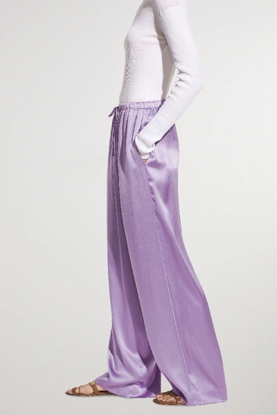Shop Vince Silk-satin Wide-leg Pants In Lavender