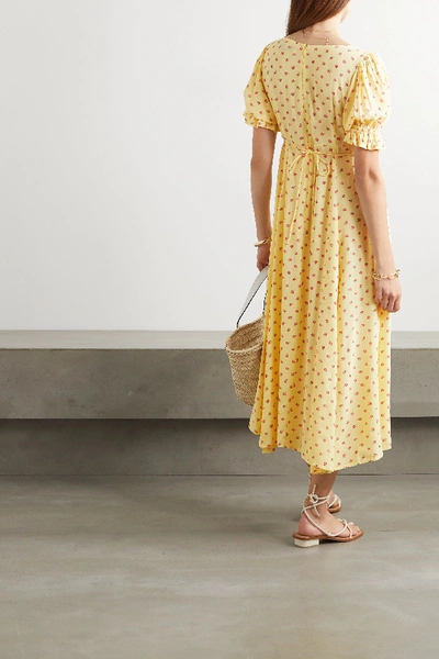 Shop Faithfull The Brand + Net Sustain Linnie Floral-print Crepe Midi Dress In Yellow