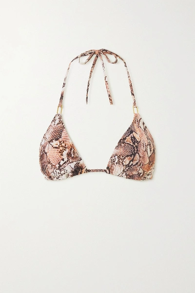 Shop Melissa Odabash Cancun Embellished Snake-print Triangle Bikini Top In Snake Print
