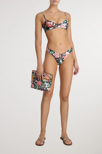 Shop Zimmermann Bellitude Floral-print Bikini Top In Navy