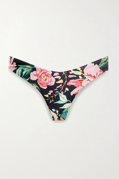 Shop Zimmermann Bellitude Floral-print Bikini Briefs In Navy