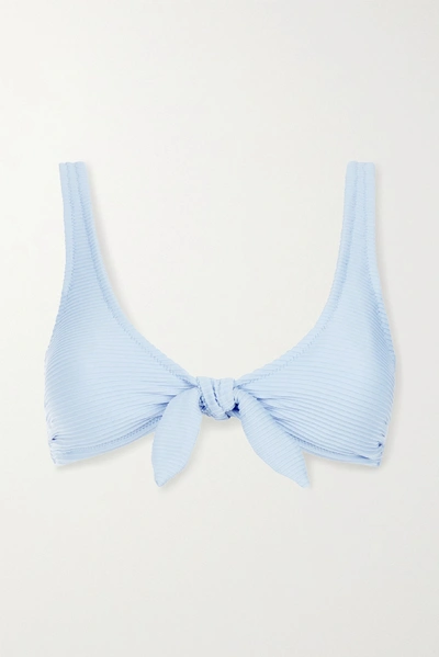 Shop Heidi Klein Bora Bora Bow-detailed Ribbed Bikini Top In Light Blue
