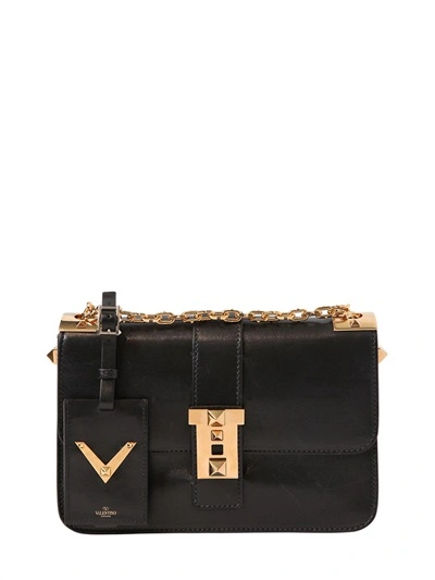 Shop Valentino B-rockstud Polished Leather Shoulder Bag, Black