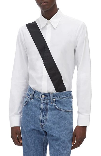 Shop Helmut Lang Slash Band Button-up Shirt In White/ Black