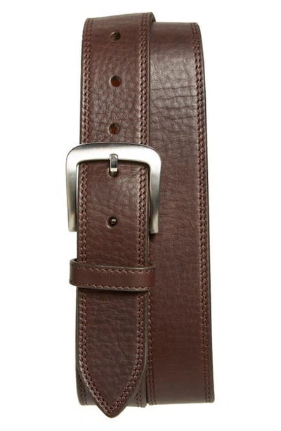 Shop Shinola Double Stitch Leather Belt In Deep Brown