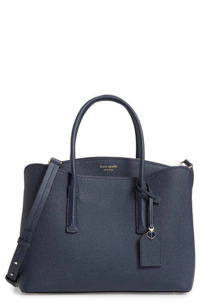 Shop Kate Spade Large Margaux Leather Satchel In Blazer Blue