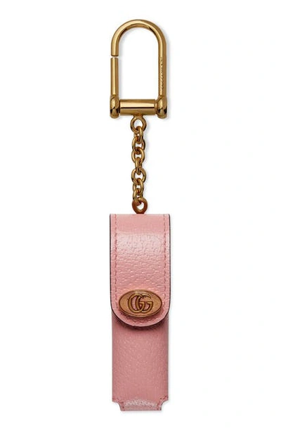 Shop Gucci Porte Rouges Leather Lipstick Case Key Chain In Wild Rose