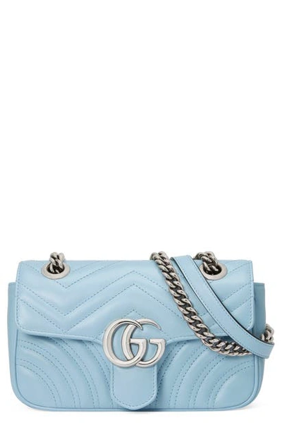 Shop Gucci Mini Gg 2.0 Matelasse Leather Shoulder Bag In Porcelain Light Blue
