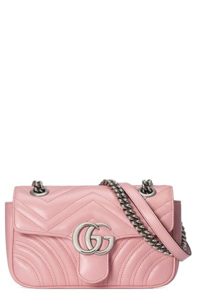 Shop Gucci Mini Gg 2.0 Matelasse Leather Shoulder Bag In Wild Rose