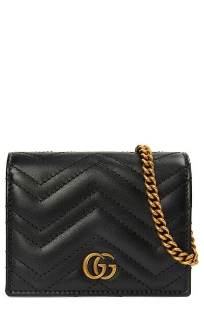 Gg 2.0 matelassé leather card case 2024 on a chain