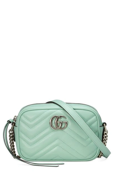 Shop Gucci Mini Gg 2.0 Matelasse Leather Camera Bag In Water Green