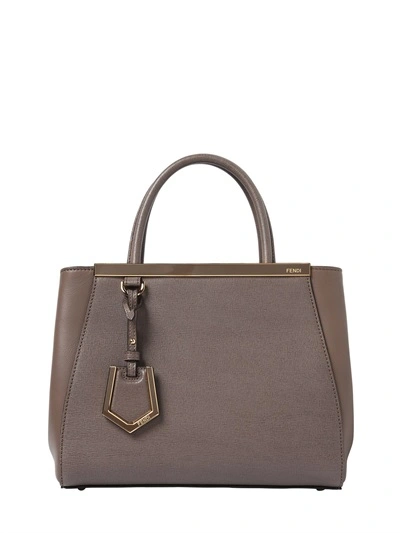 Shop Fendi Mini 2jours Structured Leather Bag, Dove Beige