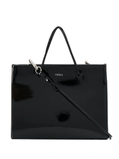 Shop Medea Hanna Patent Leather Prima Bag In Black