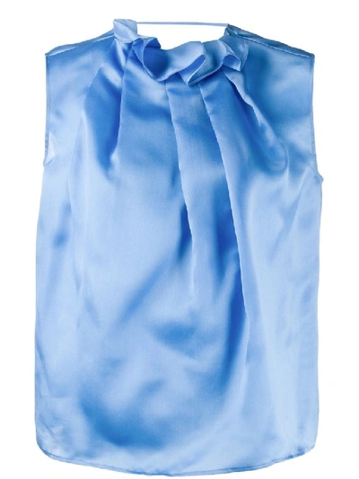 Shop Nina Ricci Pleated Sleeveless Top In Blue