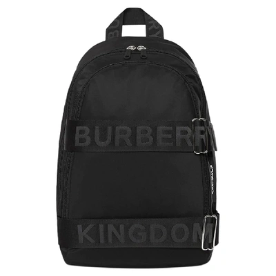 Pre-owned Burberry Black Nylon And Leather Large Logo Backpack