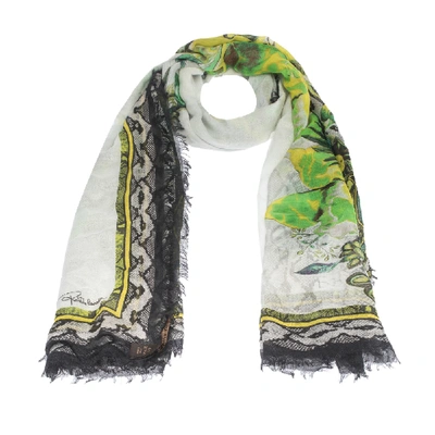 Pre-owned Roberto Cavalli Multicolor Wildlife Printed Cashmere Blend Scarf
