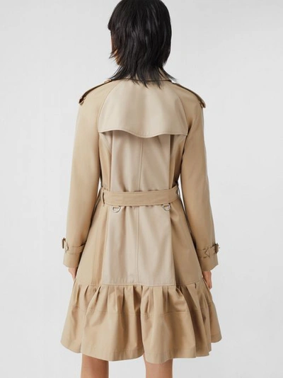 Shop Burberry Gathered Detail Cotton Gabardine Trench Coat In Light Sand