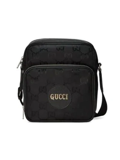 Shop Gucci Men's Eco Gg Nylon Medium Shoulder Bag In Black