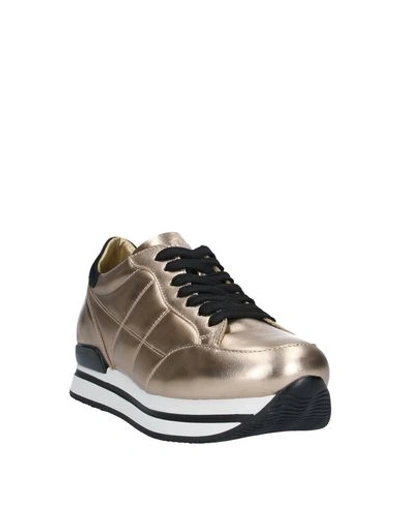 Shop Hogan Woman Sneakers Gold Size 6.5 Soft Leather