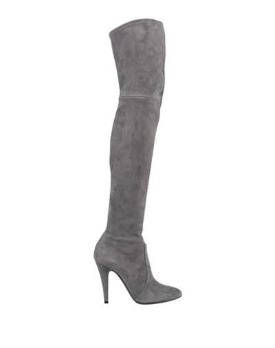 Shop Casadei Knee Boots In Grey