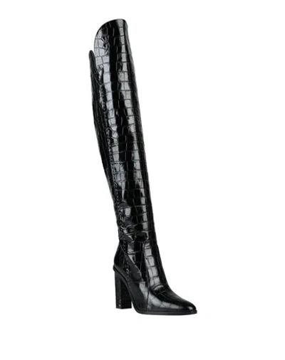 Max Mara Maxmara Beboot Boot Crocodile-print Black Leather In Black