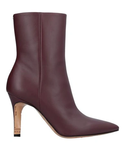 Shop Maison Margiela Ankle Boots In Maroon