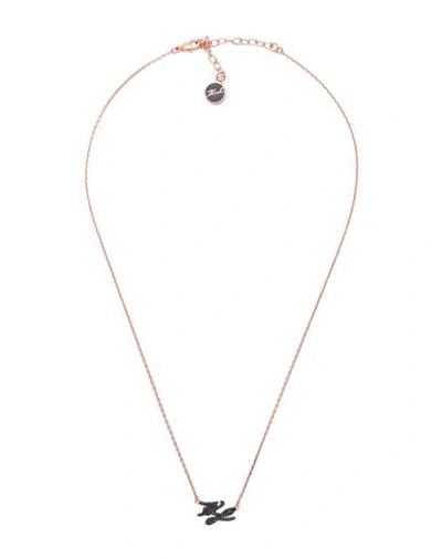 Shop Karl Lagerfeld Tiny Kl Script Logo Pendant Woman Necklace Copper Size - Brass, Swarovski Crystal In Orange