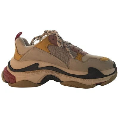 Pre-owned Balenciaga Triple S Yellow Leather Trainers