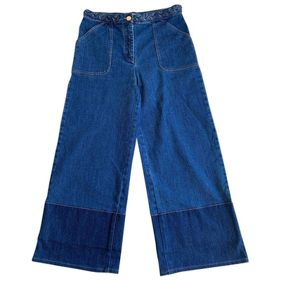 Pre-owned Valentino Blue Cotton - Elasthane Jeans