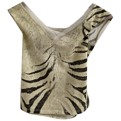 Pre-owned Roberto Cavalli Ecru Cotton Top