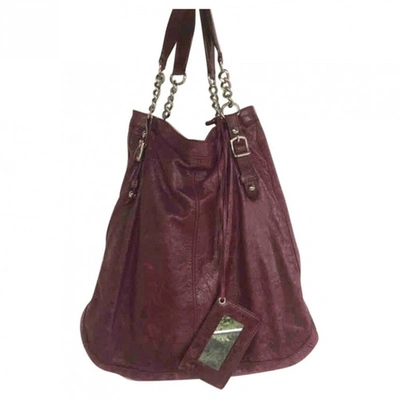 Pre-owned Balenciaga Day  Leather Handbag In Burgundy