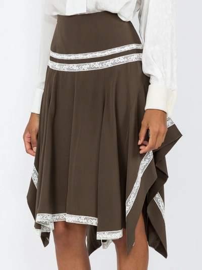 Shop Chloé Lace-embroidered Draped Skirt