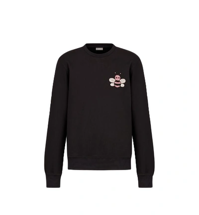 Pre-owned Kaws  X Dior Jeweled Bee Crewneck Sweatshirt Black