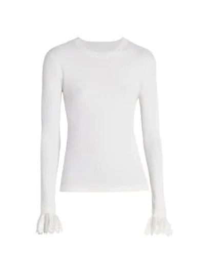 Shop Chloé Ribbed Wool Sweater In Eden White