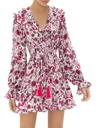 Shop Alexis Kosma Ruffle Floral Mini Dress In Berry Floral