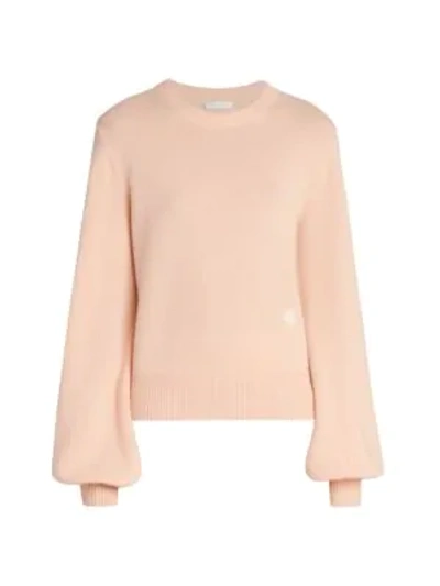 Shop Chloé Puff-sleeve Cashmere Sweater In Salty Pink