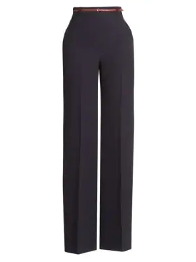 Shop Chloé Wide-leg Double-face Crepe Trousers In Ink Navy